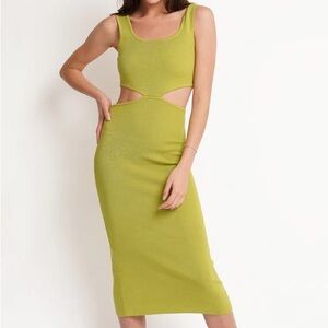 Lime Green Cutout Midi Dress
